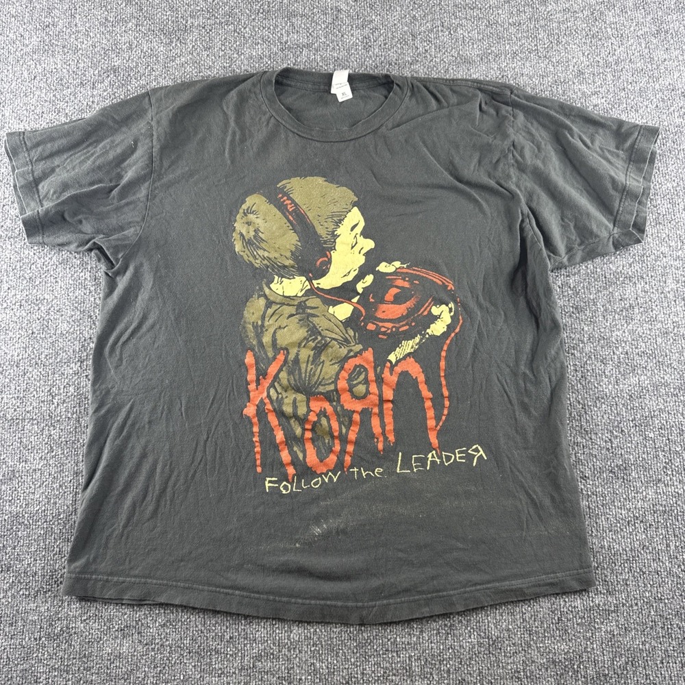 Korn Follow The Leader Album Promo Double Sided Graphic T-Shirt XL Gray Tultex